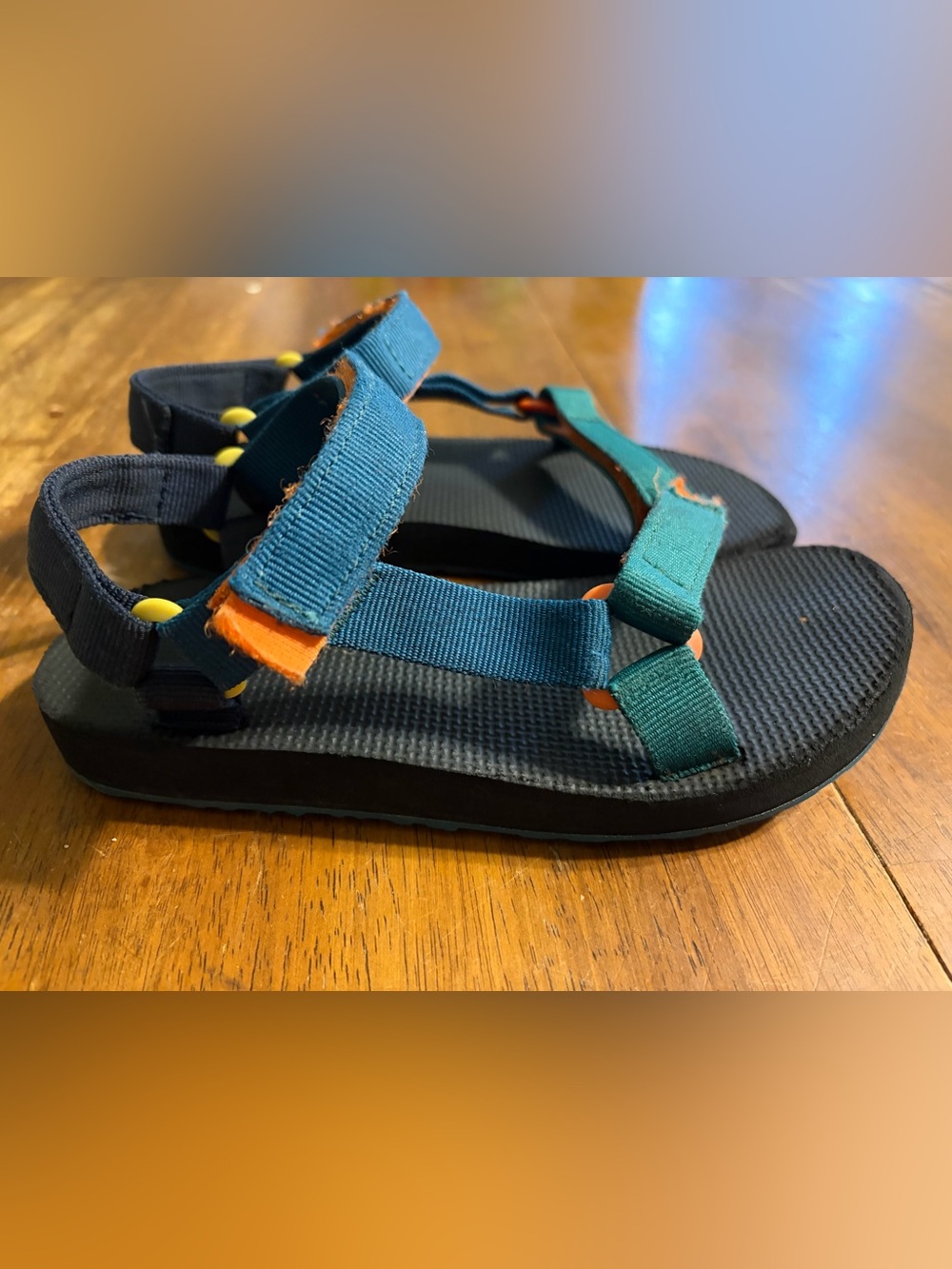 Kids Universal Teva Sandals Blue Orange Straps Size 3